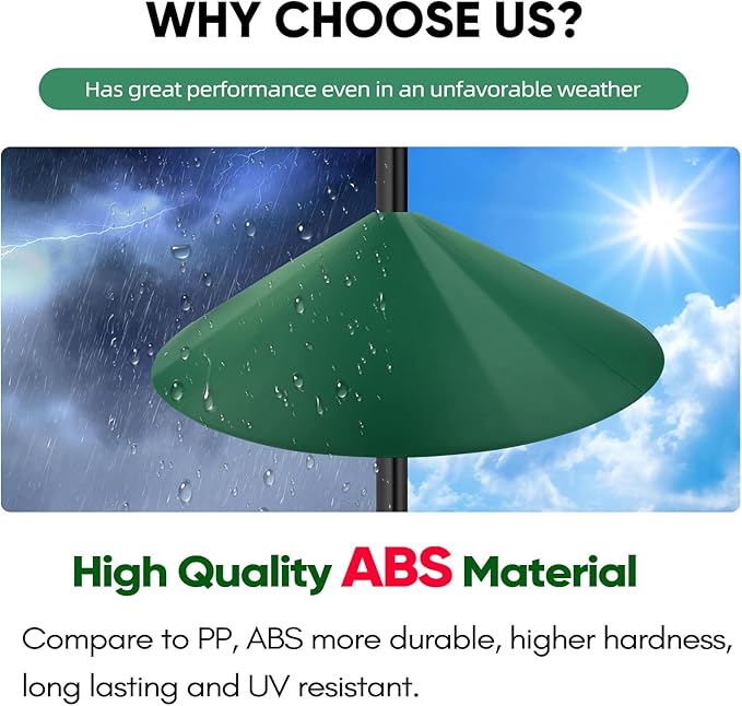 24-inch Large Outdoor Squirrel Baffles for Bird Feeders Pole, Two Way Use, Green Color