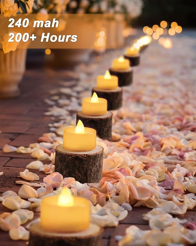 BEICHI Flameless Candles, 24Pack Battery Operated Candles, LED Tea Lights Candles Battery Operated, Flickering Fake Candles for Wedding Halloween Christmas Diwali- Warm Yellow