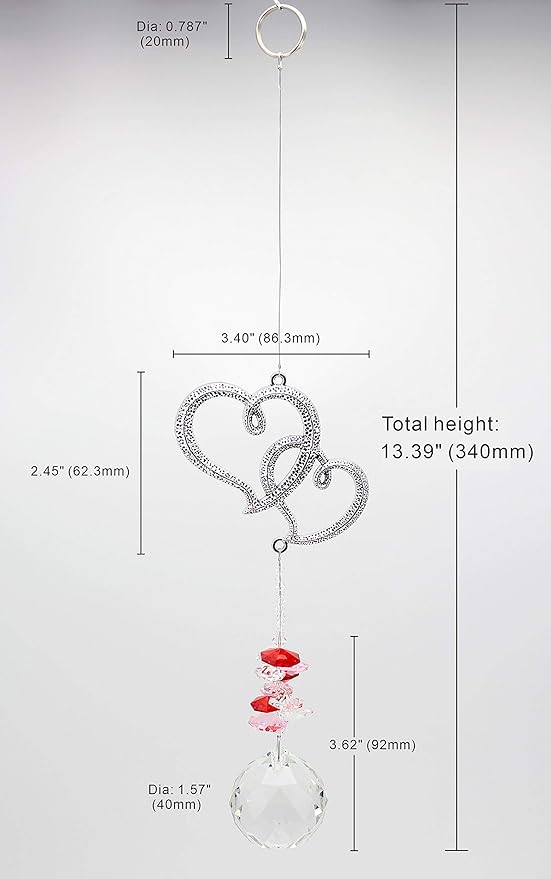 Crystal Garden Suncatcher Hanging Crystals Ornament for Window Rainbow Maker Prisms Home Decor Gift Boxed Sun Catcher Gift Idea for Mom Friends Grandma,Hearts