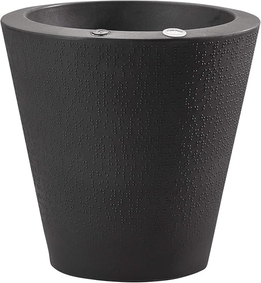 Crescent Garden Dot TruDrop Indoor/Outdoor Planter, Self-Watering Plant Pot, 16 Inches, (Caviar Black)