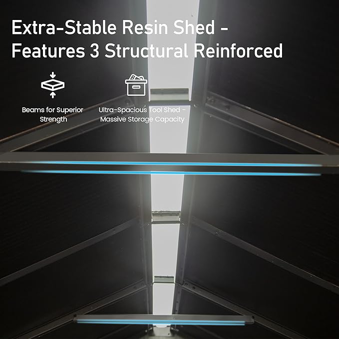 Domi 8x6 FT Outdoor Resin Storage Shed, All-Weather Double-Wall Storage Building for Backyard, Garden, Lawn Tools, Mower, Bike & Pool Equipment, Lockable Doors, Ventilated Roof, Grey