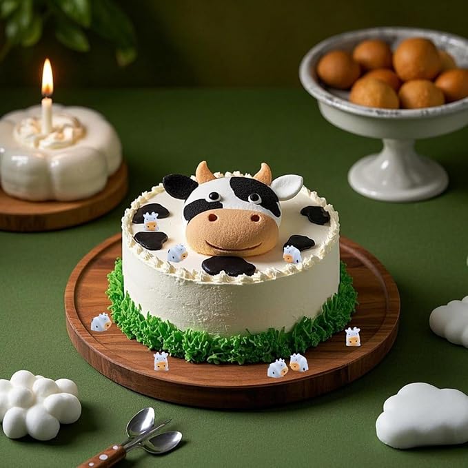 DoubleWood Mini Cow Figurines Set, 60 Pieces, Resin Mini Animals Decorations for Fairy Gardens and Miniature Landscapes (60, White)