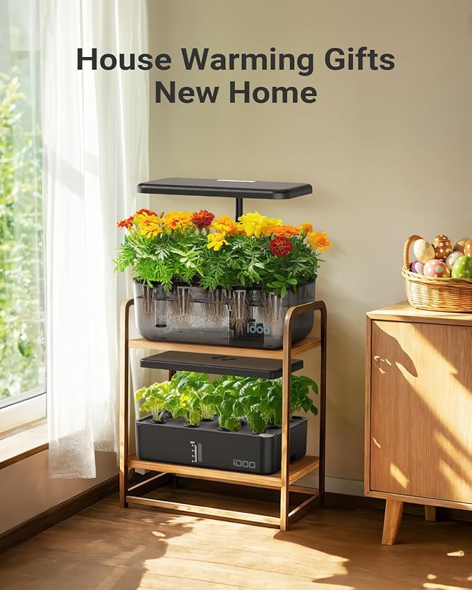 iDOO Hydroponics Growing System Kit 12 Pods, Christmas Gifts Gardening Gifts for Women Mom Dad Kids, Indoor Herb Garden with LED Grow Light for Home School, Indoor Plants Good for Mental Health