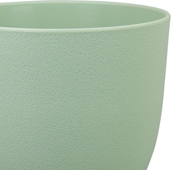 Flower Pots 9/8/7.5 inch, Plant Pots for Indoor Outdoor Plants, Set of 3 Modern Decorative Plastic Planters with Drainage Holes and Saucers for Garden Porch House Plants, Green