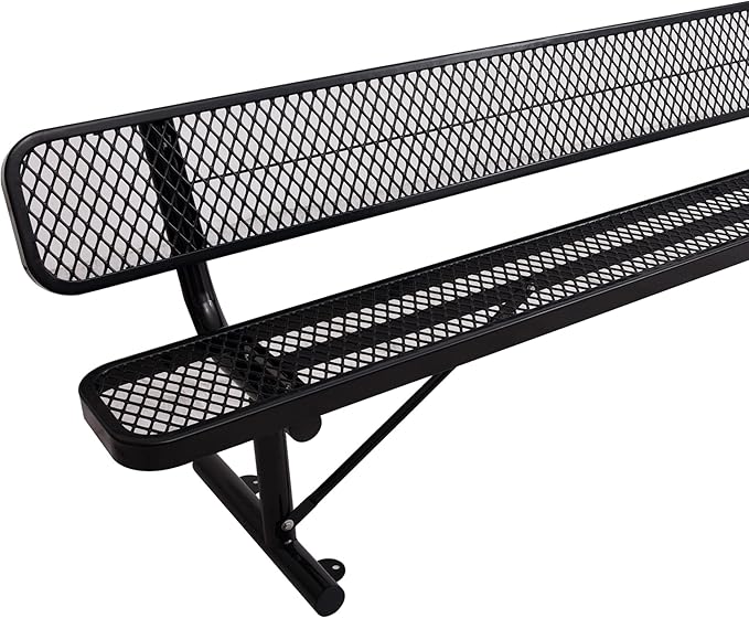 4/6/8 Feet Park Bench for Outside Heavy Duty Metal, Garden Benches Outdoor Bench with Backrest & Portable Frame, for Shopping Malls Stores Parks Patios Decks, Black