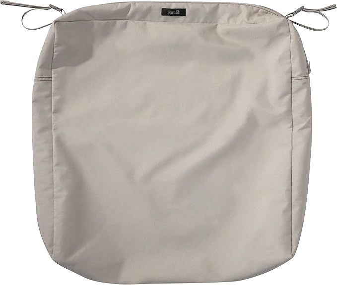 Classic Accessories Ravenna Water-Resistant Patio Lounge Chair/Loveseat Cushion, 25 x 27 x 5 Inch, Mushroom, rectangle Outdoor Seat Cushion