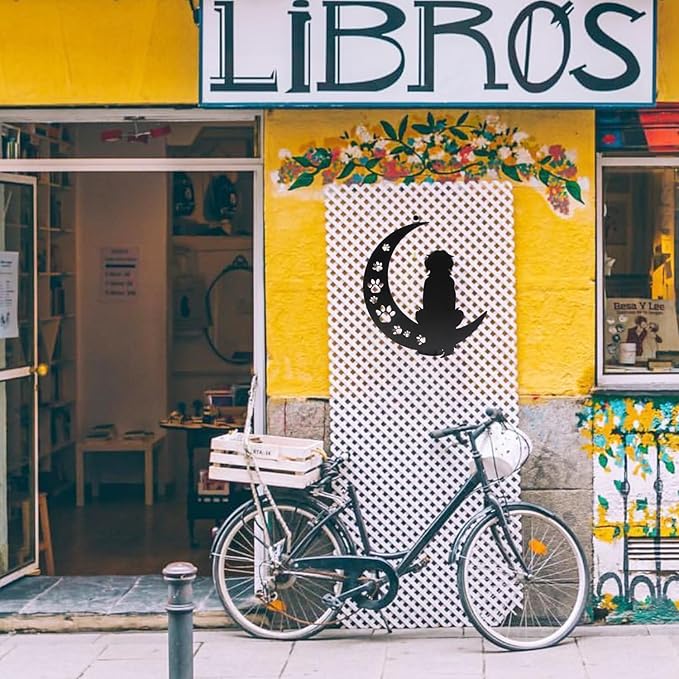 Dog Metal Wall Art Outdoor Decor- 12" Black Dog Metal Wall Sculpture Statues Wall Art Hanging Decoration,Dog Lover Gift,Dog Decor Gift for Indoor Outdoor,Garden,Farmhouse,Balcony Patio and Bedroom