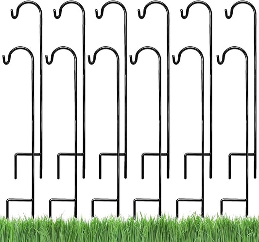 Ashman Shepherd's Hooks 35 Inch (12 Pack), Black, Made of Premium Metal for Hanging Solar Lights, Bird Feeders, Mason Jars, Christmas Lights, Lanterns, Garden Stakes and Wedding Décor.