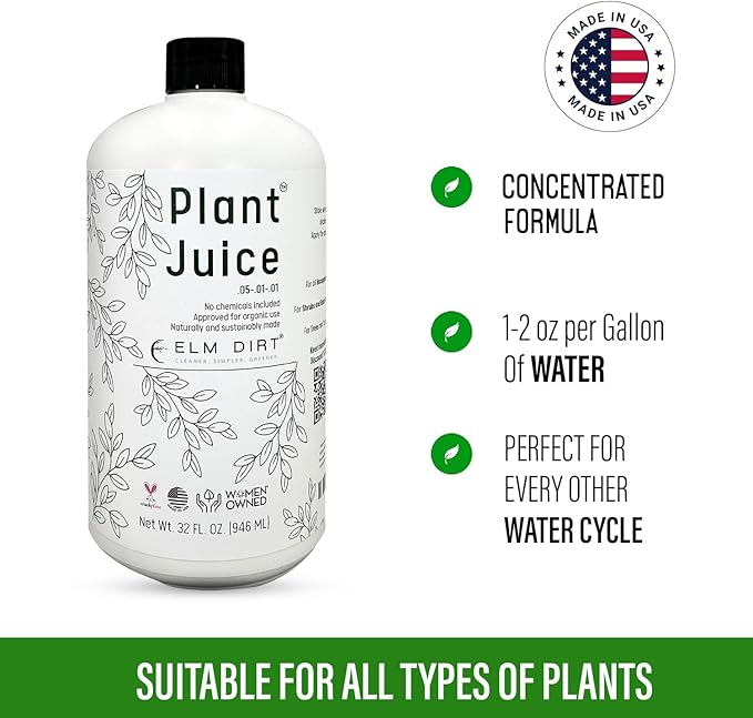 Elm Dirt Plant Juice Organic Fertilizer for All Plants - Indoor or Outdoor (1 Bottle)
