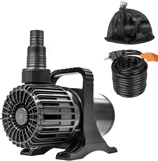 Outdoor 3000gph-155W 32.8FT Pond Water-fall & Kio Fish Fountain-s &Garden Pump Submersible IPX8: Long 32.8FT Cord Smart-er & Quieter Duck & Yard Ponds Pumps, 1 Barrier Pump Bag