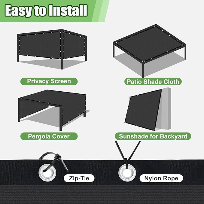 Outdoor 90% Sun Shade Cloth with Grommets, 10 X 22 FT Pergola Shade Cover for Garden Patio Carport Kennel Swimming Pool, Dark Grey (We Make Custom Size)