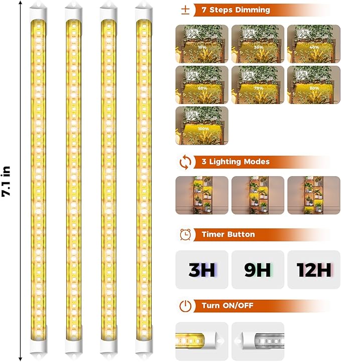 Bamworld Plant Shelf with Grow Light Plant Stand for Mutiple Pots Large Plant Holder for Living Room Patio Boho Home Decor for Gardening Warm Light