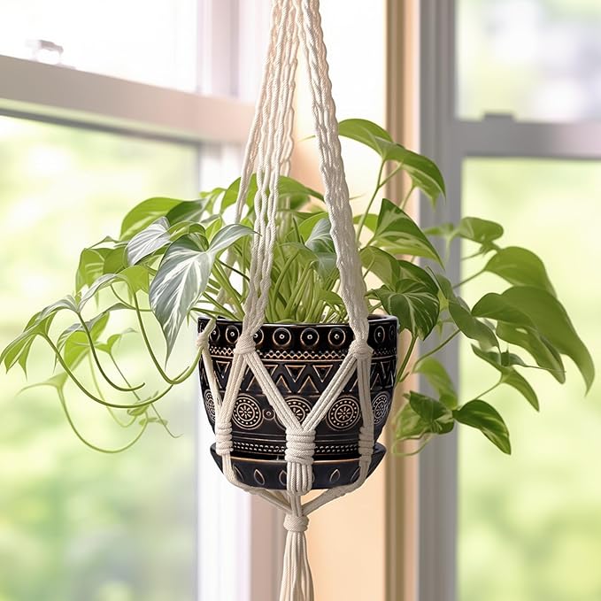 G EPGardening 5.5 Inch Ceramic Planter - Ceramic Plant Pot for Indoor Outdoor Plants, Boho Round Flower Pot with Drainage Hole and Saucer, Gifts for Plant Lovers, Office Garden Home Decor, Black