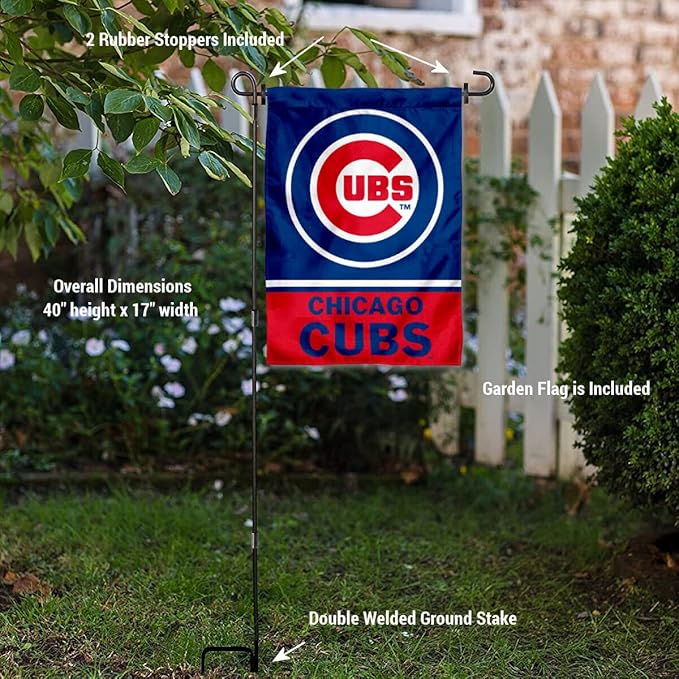 WinCraft Chicago Baseball Garden Flag with Stand Holder