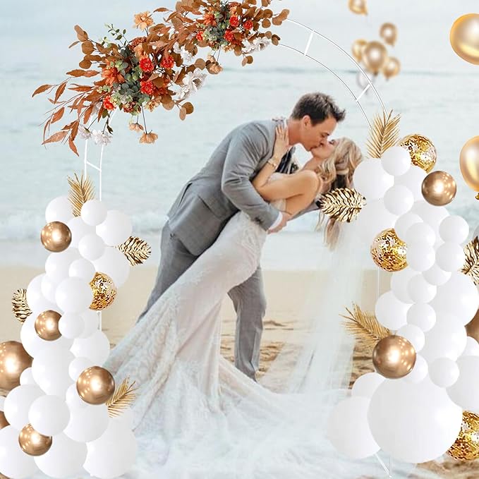 Adorox Metal Garden Arch Trellis for Climbing Plants 7.8ft Outdoor Arch Wedding Halloween Christmas Vine Trellis Pumpkin Archway Assemble Freely 2 Sizes White