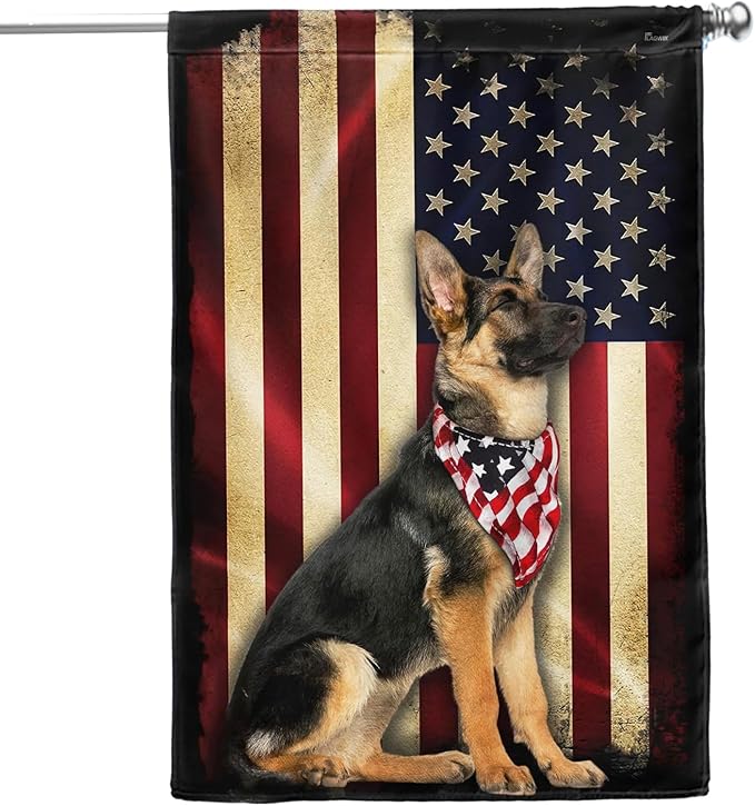 FLAGWIX German Shepherd Dogs Double Sided Flag - Patriot American Dog Flags - Decorations For Home, Outside, Patriotic House Flag 30x40 Heavy Duty Canvas, Decorative Indoor Outdoor Flag