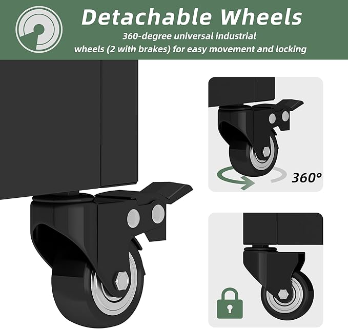 Casaphoria Metal Raised Garden Bed with Trellis and Wheels, 72"x47"x16" Planter Box for Climbing Plants, Vegetables & Vines, Features Drainage Holes and Privacy Screen, Black(Spring&Helen)