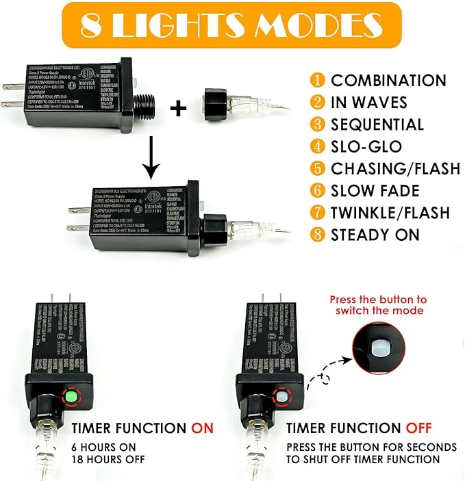 66Ft 200LED Fairy Lights Plug in, Waterproof String Lights Outdoor & Indoor 8 Modes with Timer, Christmas Light Bedroom Decor, Twinkle Light for Girl's Room Garden Christmas Decorations (Cool White)