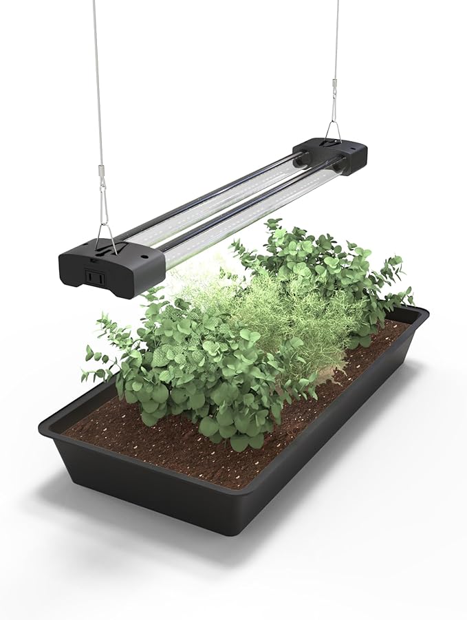 DYMOND BoostGro LED Seed Starter Grow Light Full Spectrum Linkable 5000k Daylight + 660nm Red + 450nm Blue Indoor Plant Lighting Fixture (2 FT, Black)