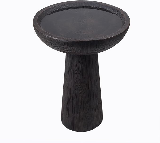 Bird Bath for Outdoor - 26'' Tall Resin Natural Wood Pattern Designt Birdbaths, Lightweight and Durable - Enhance Your Outside Garden with This Stunning Water Feature (Wood Grain)