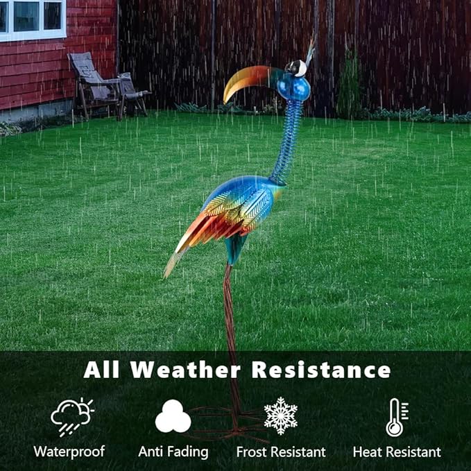 DREAMSOUL 30" Tall Bird Garden Statues Metal Standing Bird Outdoor Statues, 3D Funny Statue for Garden Patio Lawn