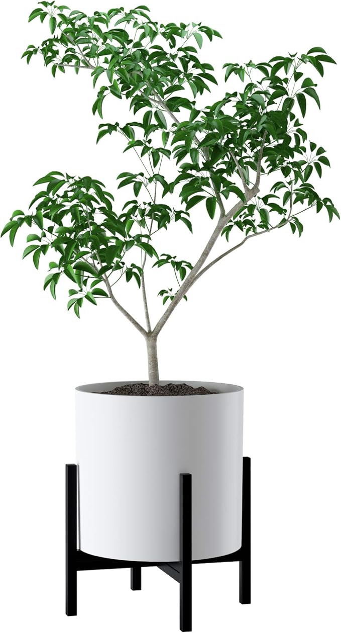FaithLand Mid Century Plant Stand Indoor Outdoor(Plant Pot Not Included), Hold Up to 14 Inch Planter, Metal Planter Stand, Potted Plant Holder, Black - Fits Snake Plant - Upgraded Design