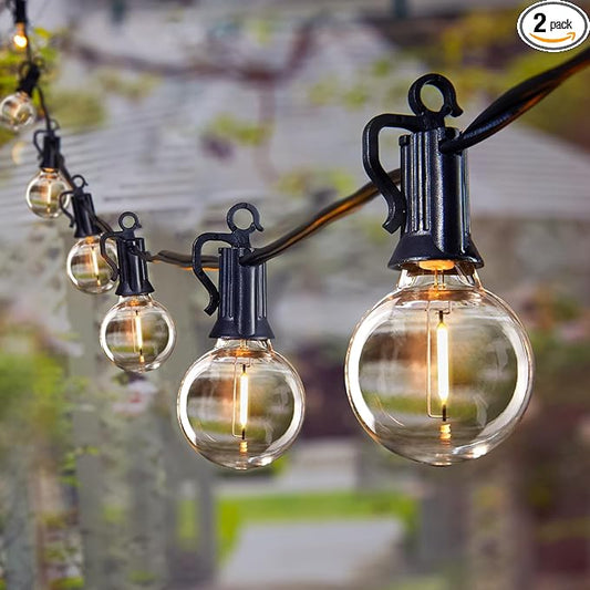Brightown 60FT LED Outdoor Deck Lights - 2 Pack Patio Lights with 30 Shatterproof Clear Dimmable Edison Bulbs, Waterproof Connectable Hanging Lights for Outside Backyard Porch Party Christmas Decor