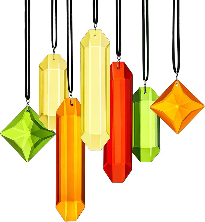 HDCRYSTALGIFTS 7PCS Sun Catchers Crystals Hanging Ornament,Christmas Decorations,Rainbow Prisms Hanging Crystals for Window Indoor Garden Decor (Season Design)