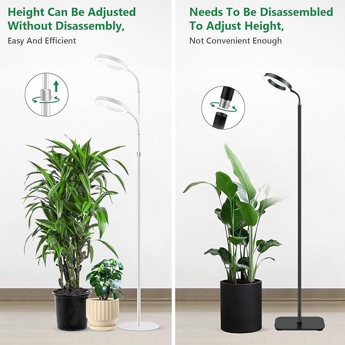 Floor Grow Lights for Indoor Plants, Full Spectrum Plant Light with 68" Stand for Growing Large Tall Plants, Halo Plant Grow Light with 6/12/16H Timer, 3 Light Modes Indoor Plant Light