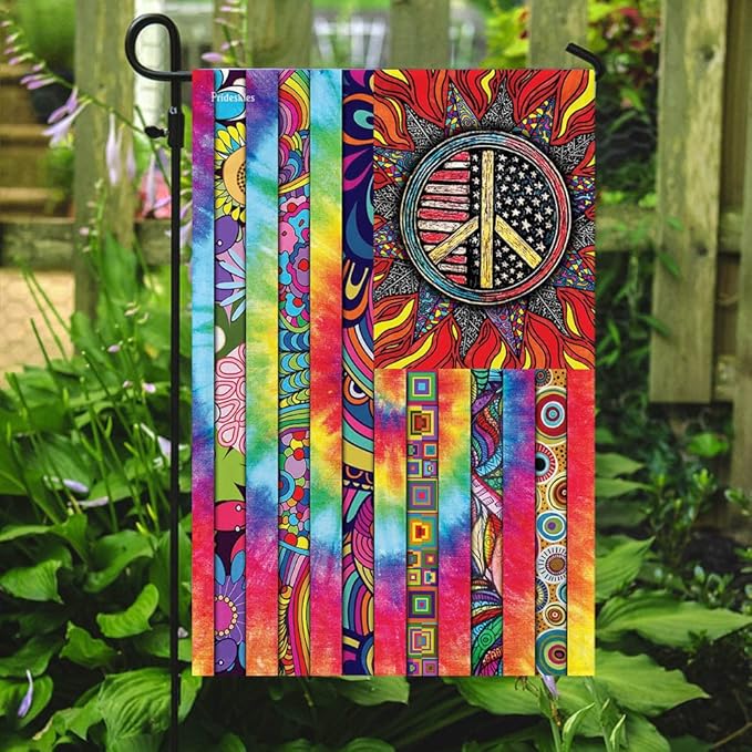 FLAGWIX Hippie Peace Flags, Summer Flag Decorations For Home, Outside, House Flag (30 x 40), Sunflower Hippie Decor House Flag, USA House Garden Flags, Premium Polyester, Decorative Outdoor Flags