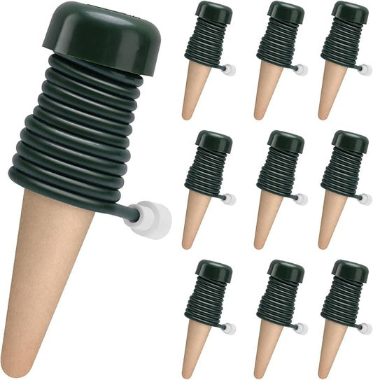 BYDOLL Plant Self-Watering Stakes Automatic Watering Terracotta Spikes for Indoor Outdoor Plants,Houseplant Insert Devices for Vacation use,Bonsai Drip Irrigation System (10 Pack)