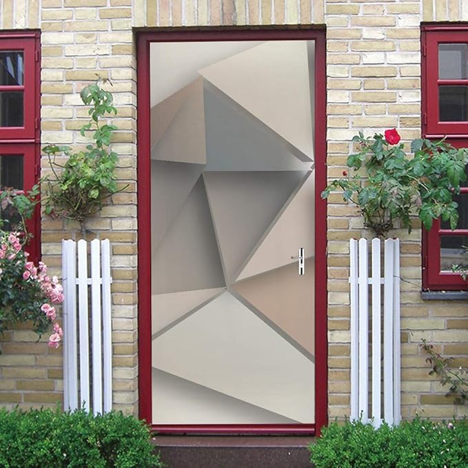 3D Door Stickers Murals - Peel & Stick - 3D Effect - Waterproof - White - Modern - Geometric - Bubble Theme - Wall & Door - Adult - 37.4 x 78.7 Inch