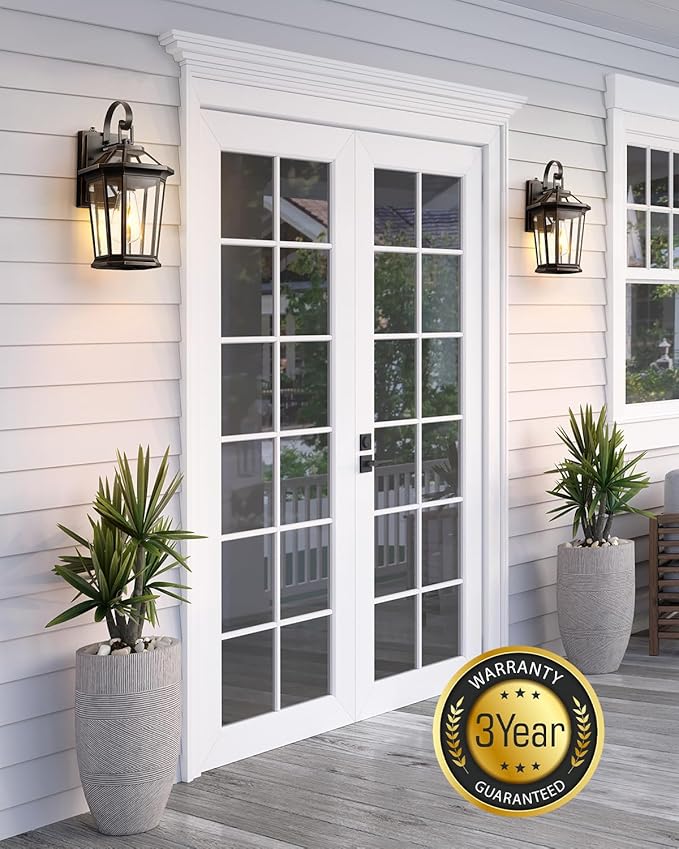 VIANIS Dusk to Dawn Outdoor Wall Lighting, Black Waterproof Exterior Lighting Fixtures for House, 100% Anti-Rust Aluminum Modern Outside Coach Light Fixture Wall Mount for Porch, Garage, Front Door