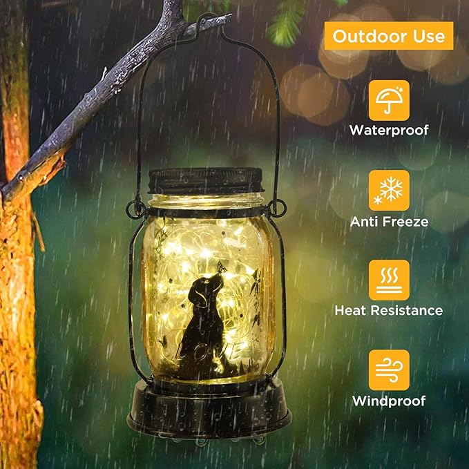 kyoryuger Solar Lanterns 5 Silhouette, Gifts for Women Mom Grandma, Unique Birthday Gifts Valentine's Day Gift, Cat Dog Hummingbird Butterfly Lanterns Gardening Gift