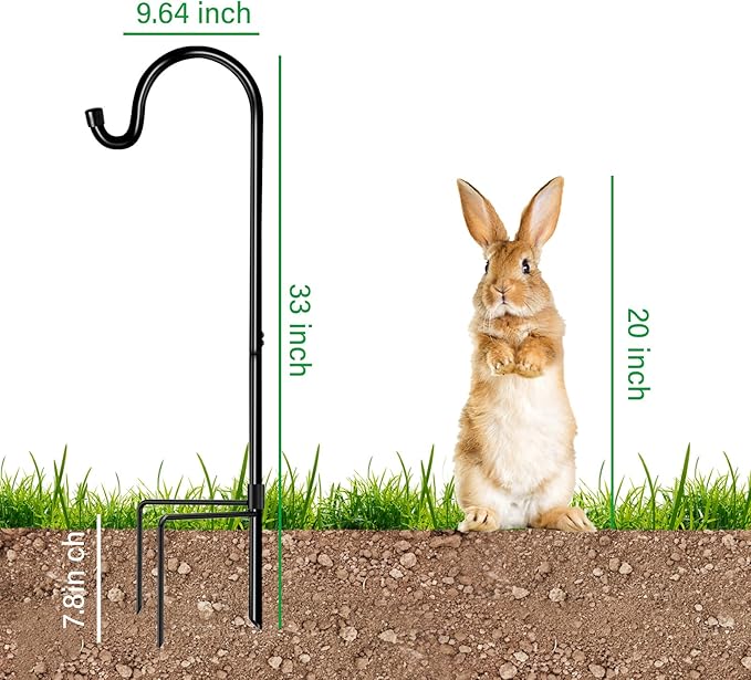 GOFORWILD Shepherd Hook 2 Pack Black, 33 inches Tall, Made of Premium Metal for Garden Decor, Plant Hanger, Lantern Hook, Solar Light Hanging, 7011