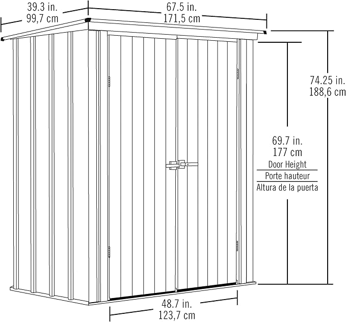 Cover It 5' x 3' Galvanized Steel Outdoor Storage Shed with Pent Roof and Lockable Sliding Doors, Weather-Resistant Steel Storage Shed for Backyards, Tan