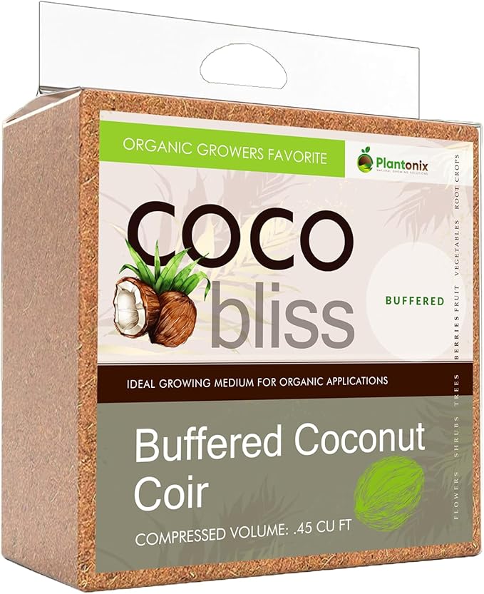 Buffered Coco Bliss (10lbs) - 100% Buffered Coco Coir - Organic Coco Coir for Plants, Garden Soil, & Potting Mixes - Coconut Fiber Substrate Mixes with Potting Soil for Indoor Plants & Outdoor Plants