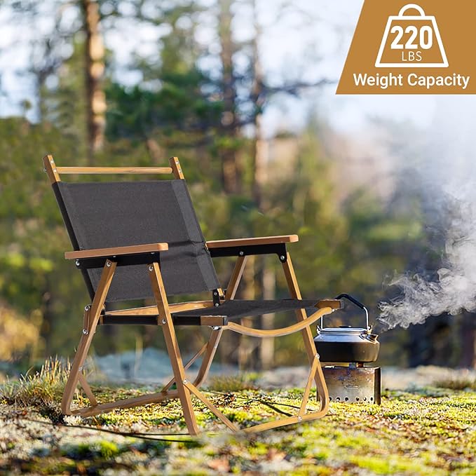 Outvita Portable Folding Camping Chair, 4pcs Ultralight Low Beach Chair, Durable Aluminum Frame Armchairs for Hiking Concert Fishing Picnic, Supports 229Lbs