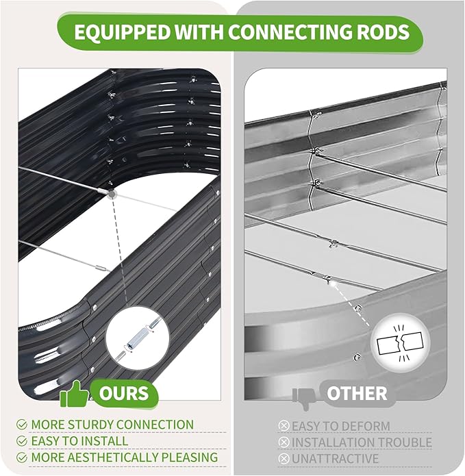 Galvanized Raised Garden Bed Outdoor- Raised Beds for Gardening| Metal Planter Box, Steel Raised Garden Bed Kit with Safety Edging and Gloves for Vegetables, Flower, Herbs (6x2x1.4FT, Gray)