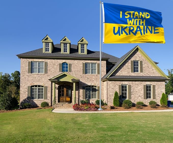 I Stand with Ukraine Flag Extra Large Flag 8x12FT Giant Ukrainian National Polyester Banner With 3 Grommets Fade Resistant Vivid Color For Patriotic Festival Events Party Decoration