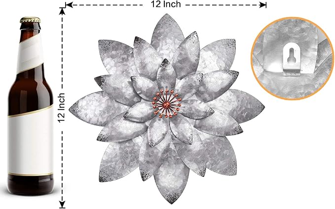 EASICUTI Bohemian Galvanized Metal Flower Wall Decor Metal Wall Art Decorations Hanging For Indoor Outdoor Home Bathroom Kitchen Dining Room Bedroom Living Room Or Wall Sculptures 12 Inch