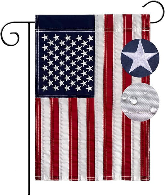 American Flags Garden Flag for Outside 12x18,Small USA Flag Outdoor Heavy Duty Made in USA High Wind Embroidered Stars-sewn Stripes Waterproof