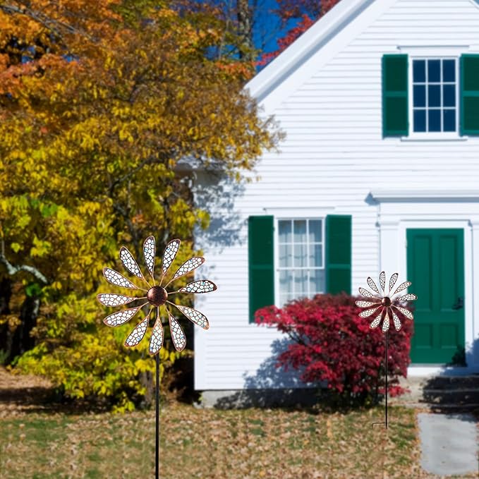 DREAMYSOUL Outdoor Wind Spinner 33" Metal Wind Sculpture Waterproof Fluorescence Wind Spinners for Garden Patio Lawn Decoration