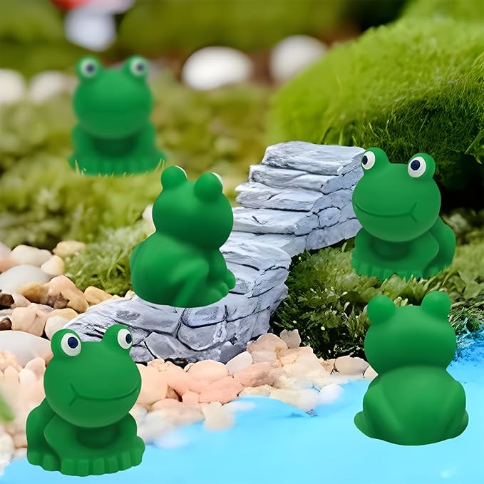 80Pcs Mini Frogs Resin Tiny Frogs Miniature Decoration Figurines Ducks Dollhouse Garden Decor Plastic Mini Animals Micro Landscape Ornament Cake DIY Craft