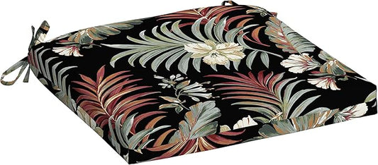 Arden Selections Rocking Chair Cushion, 19 x 18, Rain-Proof, Fade Resistant, Cushions for Rocking and Outdoor Chairs 18 x 19, Simone Black Tropical (Pack of 4)