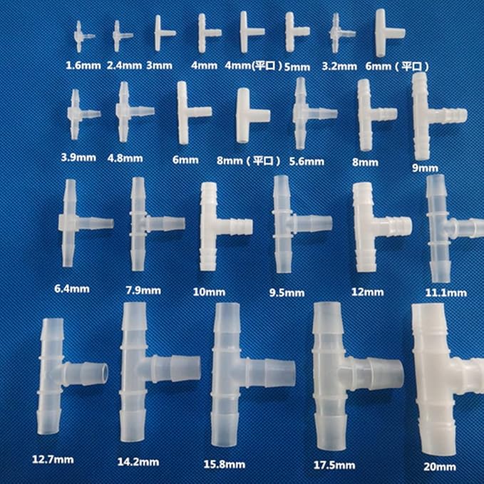 Unifizz T - Piece Hose Equal Paths Tube Accessories,2.4mm Equal Paths Plastic Hose Tube Connector For Cooling Watering Irrigation, Transparent, 10Pcs