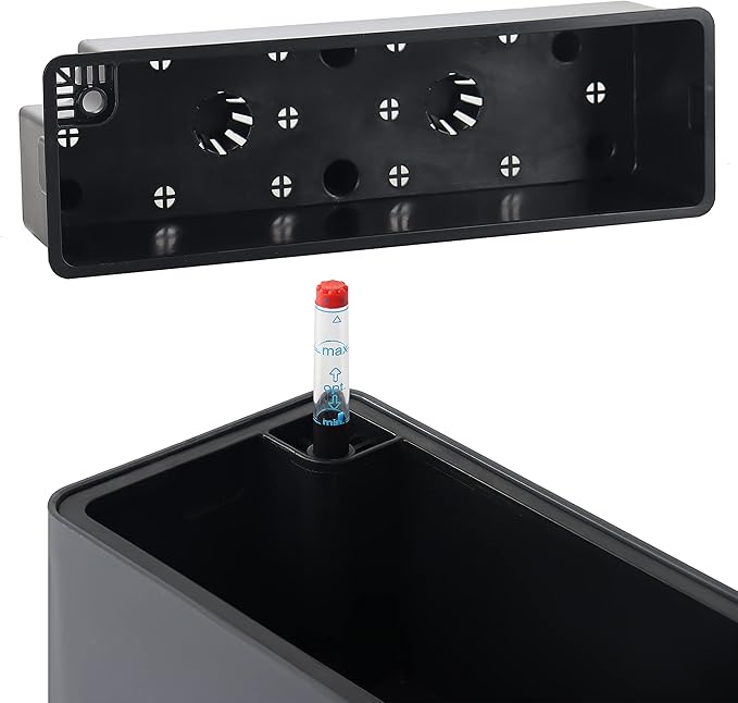 GardenBasix Elongated Self Watering Planter Pots 2-Pack Window Box 5.5 x 16 inch Indoor Home Garden Modern Decorative Pot for All House Plants Flowers Herbs (Dark Grey,2)