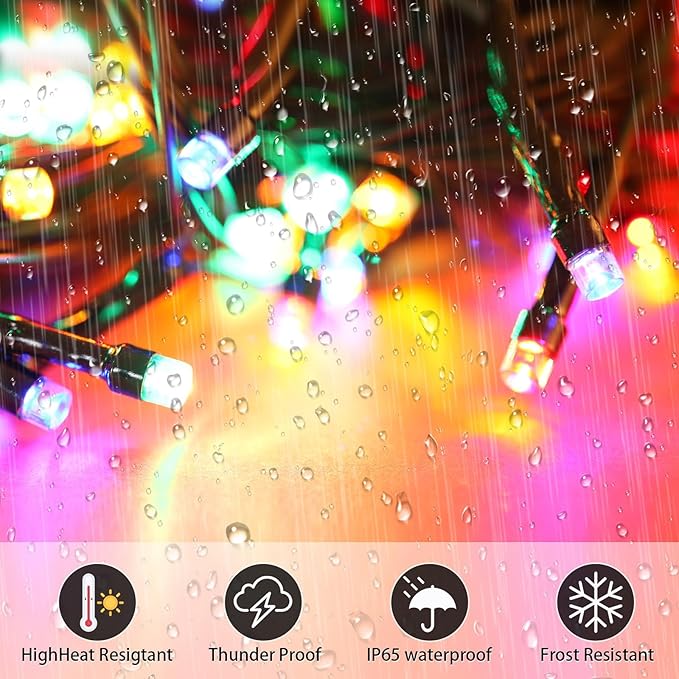 2 Pack Solar String Lights Outdoor, 200 LED Extra-Long 78 FT Solar Christmas Lights Outdoor with 8 Lighting Modes, IP65 Waterproof for Garden, Xmas, Balcony, Wedding, Party (Multicolor)