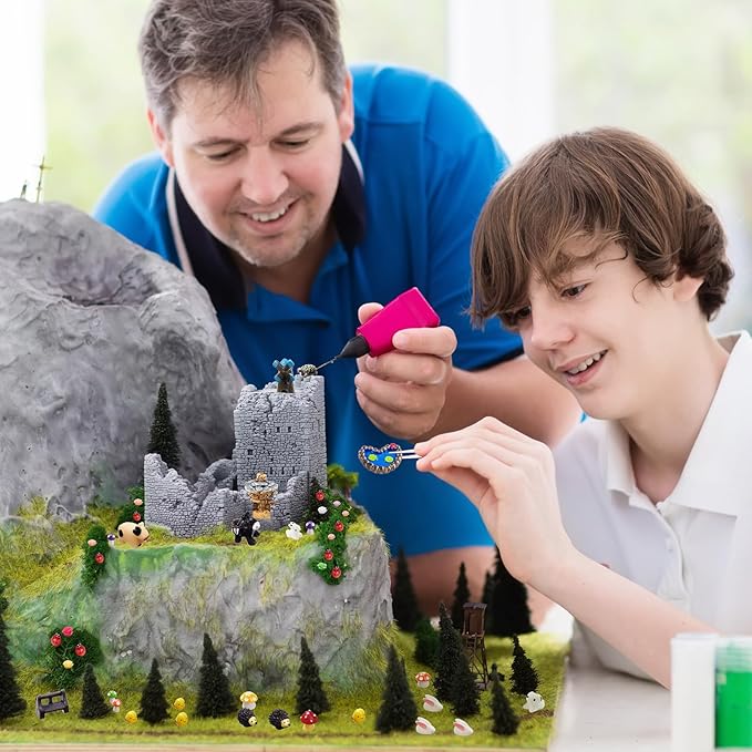 Yalikop 240 Pcs Miniature Garden Accessories, Including Animals, Mini Houses, Table and Chairs and Dollhouse Decoration, Miniature Figurines, Micro Landscape Ornaments, Garden DIY Kit, Birthday Gift