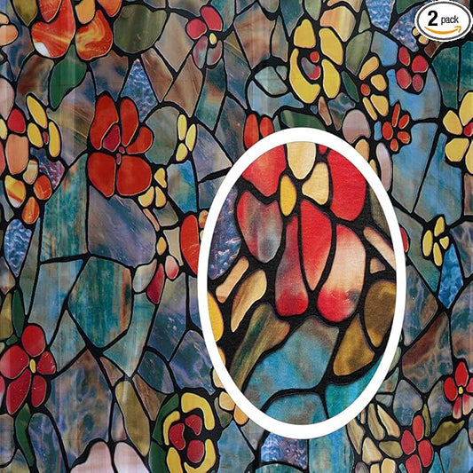 d-c-fix 346-0431-2PK Self-Adhesive Privacy Glass Window Film, Venetian Garden, 17" x 78" Roll, 2-Pack